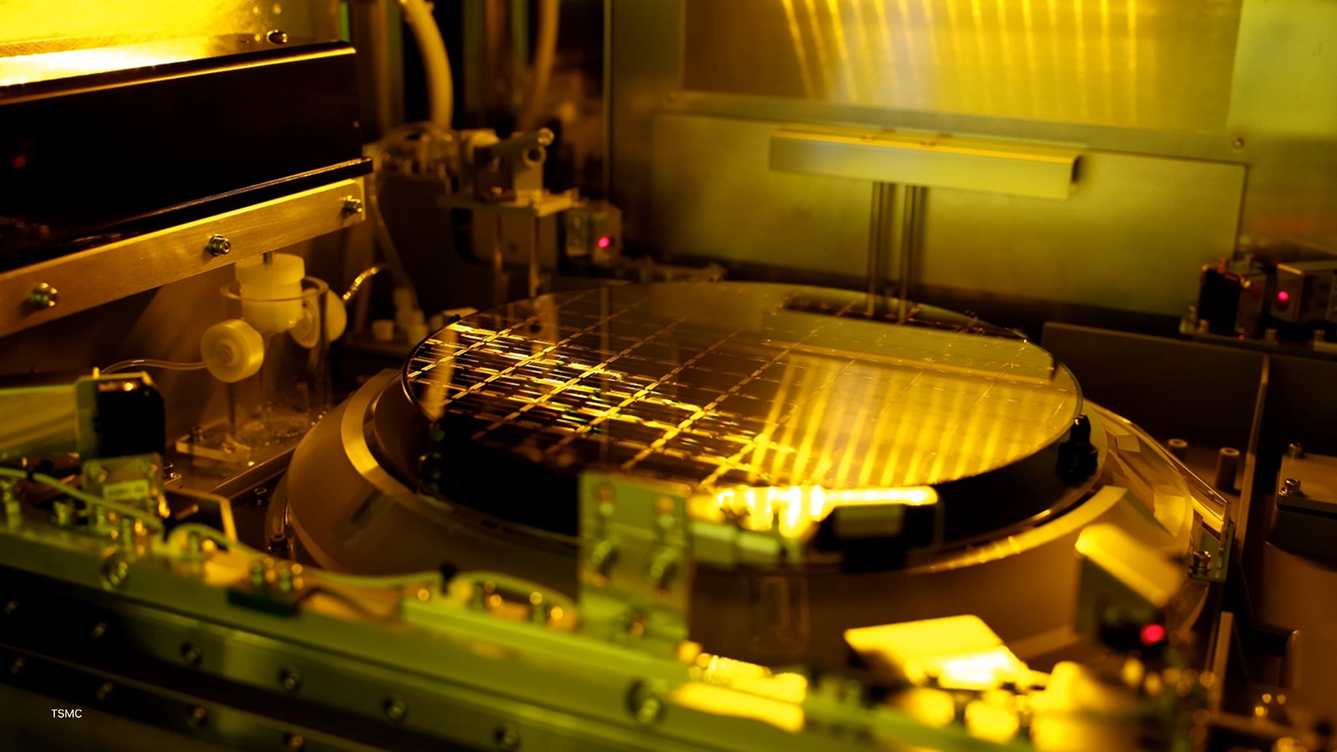 Semiconductor wafer production inside a TSMC fabrication facility where AI and accelerated computing are being deployed to optimize chip manufacturing.