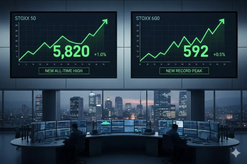European Stocks Reach New Record Highs Driven by Banks, Commodities, and Easing Expectations