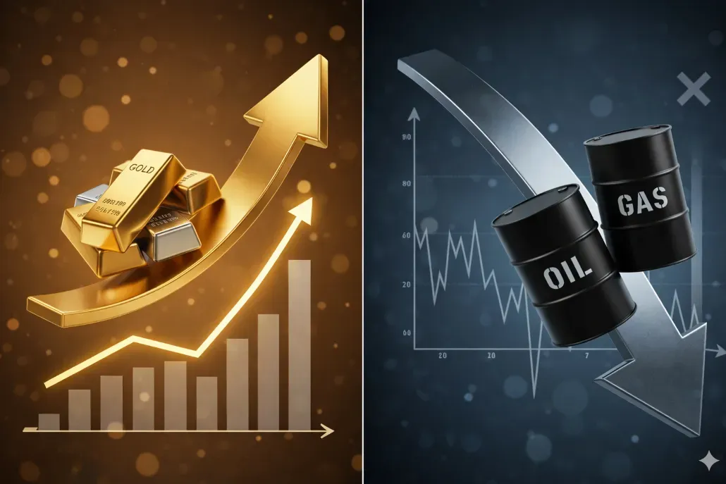 Strong Gains for Precious Metals as Oil and Gas Continue to Decline Amid Market Pressures