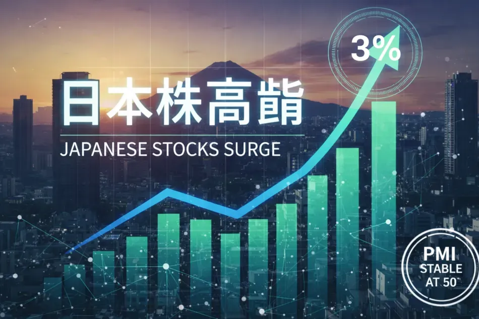 Japanese Stocks Jump Nearly 3% as Manufacturing Activity Improves and PMI Holds at 50