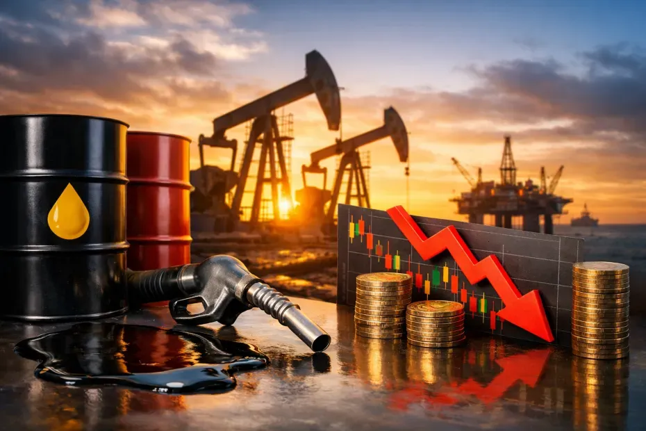 Oil Prices Plunge Sharply: WTI at $59.1 and Brent Near $63.6 as Geopolitical Risk Premium Fades