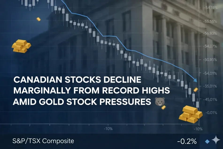 Canadian Stocks Edge Lower from Record Highs Amid Pressure on Gold Mining Shares