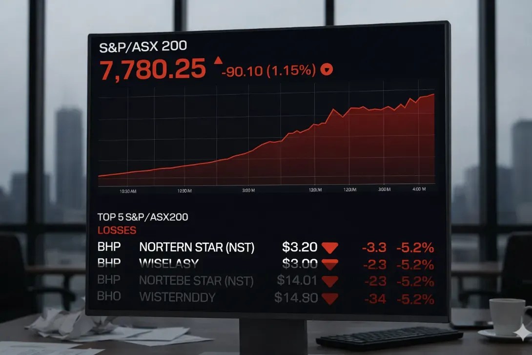 Australian Stocks Decline for Fourth Session Amid Pressure on Energy, Gold, and Technology