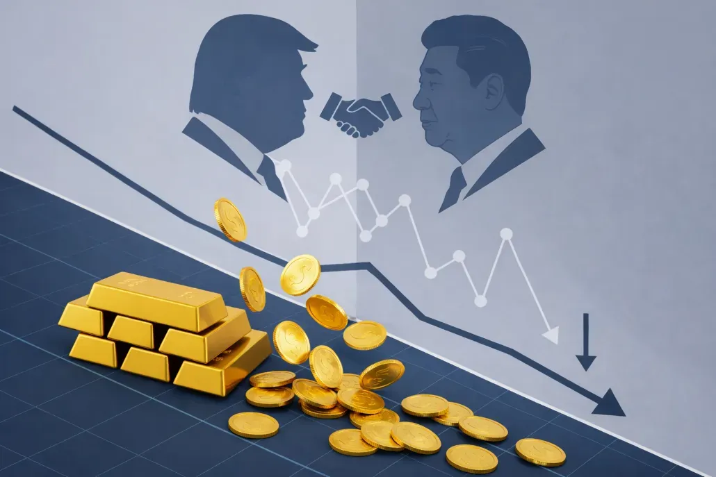 تراجع أسعار الذهب مع بداية الأسبوع وسط ضغوط هبوطية متزايدة مع توقع لاتفاق بين الرئيس الأمريكي ترامب الرئيس الصيني شي جين بينغ