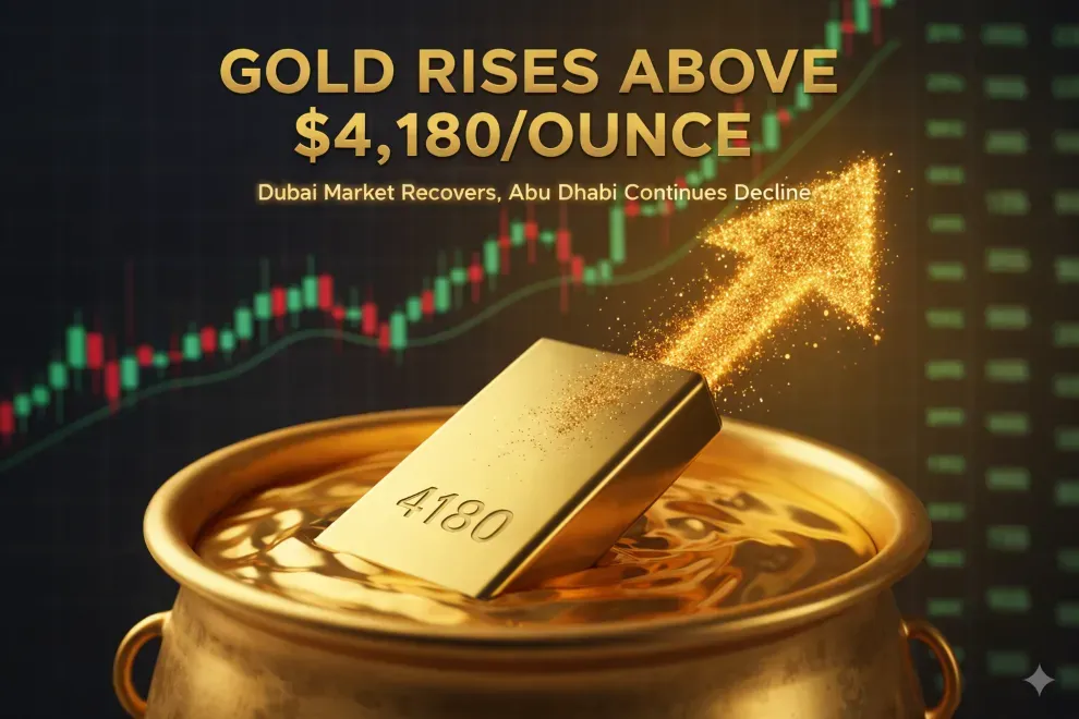 الذهب يرتفع فوق مستوى 4,180 دولار للأونصة