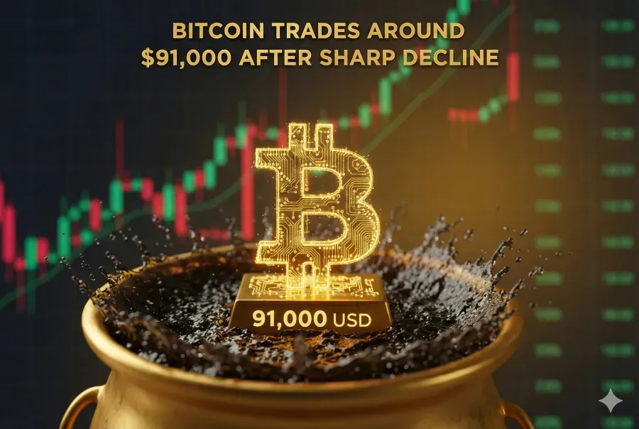 البيتكوين يتداول حول 91,000 دولار بعد تراجع حاد