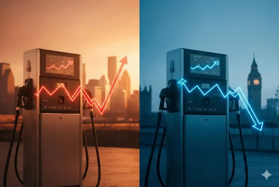 Rising Gas Prices in the U.S. and Declines in Europe and the UK