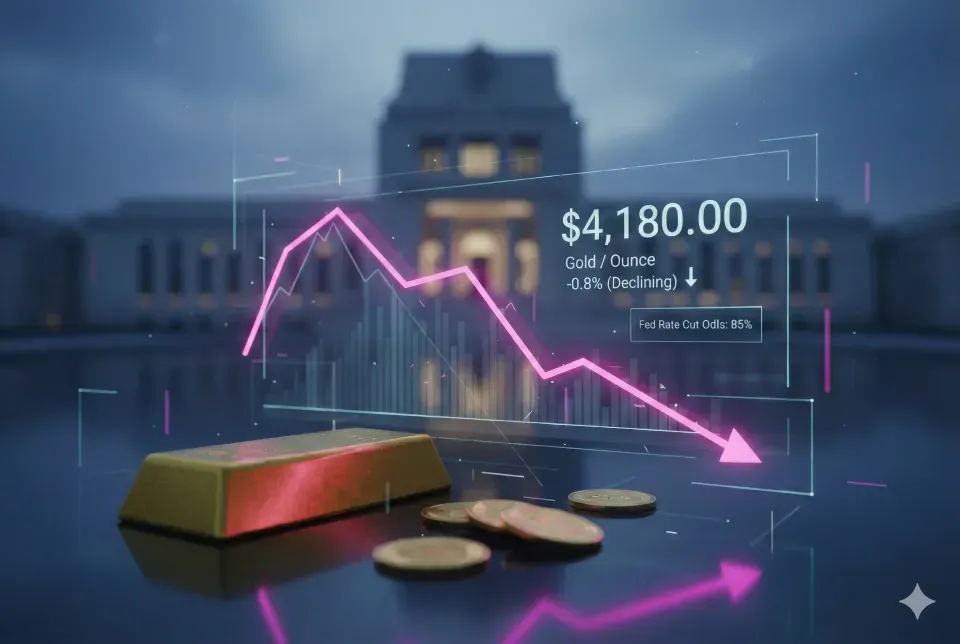 Gold Drops to $4,180 as Bets Rise for U.S. Rate Cut Next Week