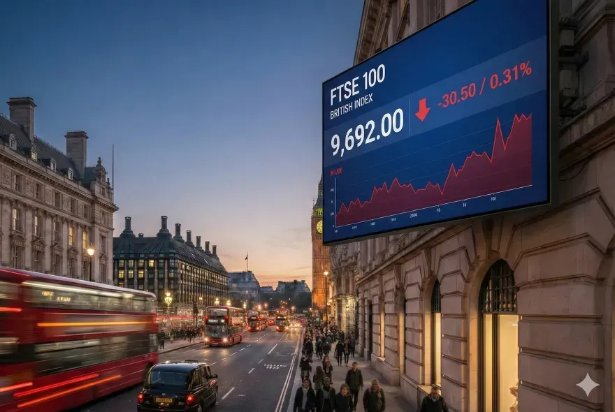 Slight Decline in FTSE 100 Index for the Third Session Amid Pressure from Retail and Financial Firms