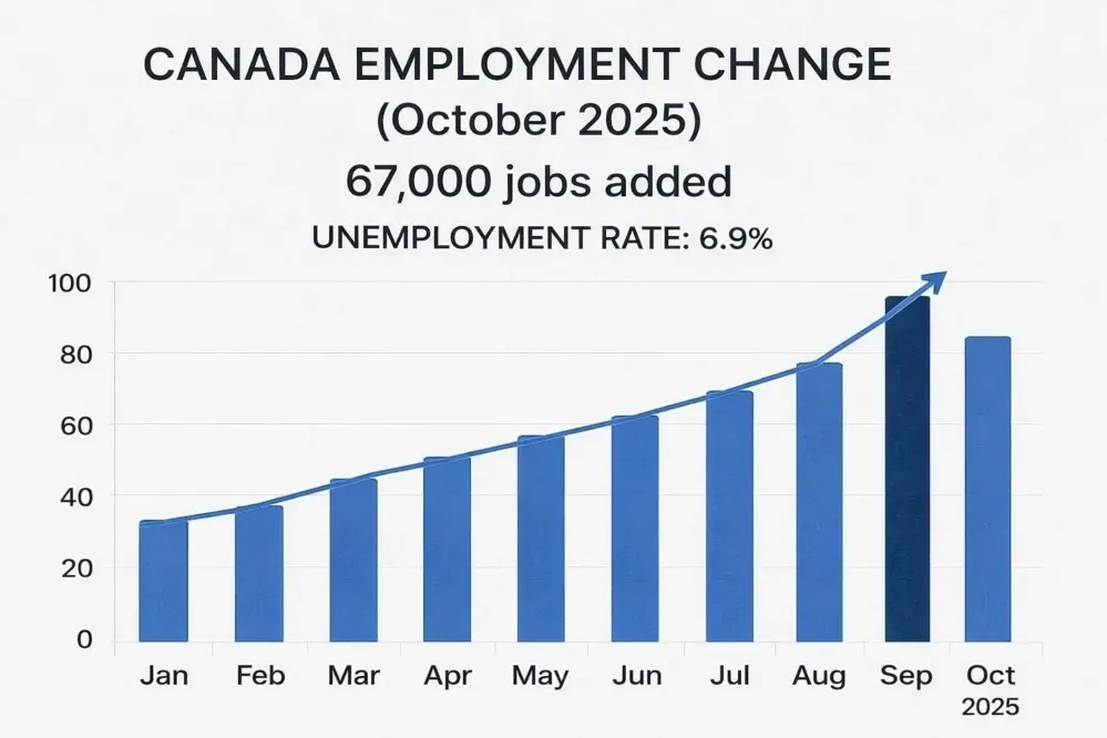 Canada Jobs Report: Surprise October Surge, 67,000 Jobs Added, Unemployment Dips to 6.9%