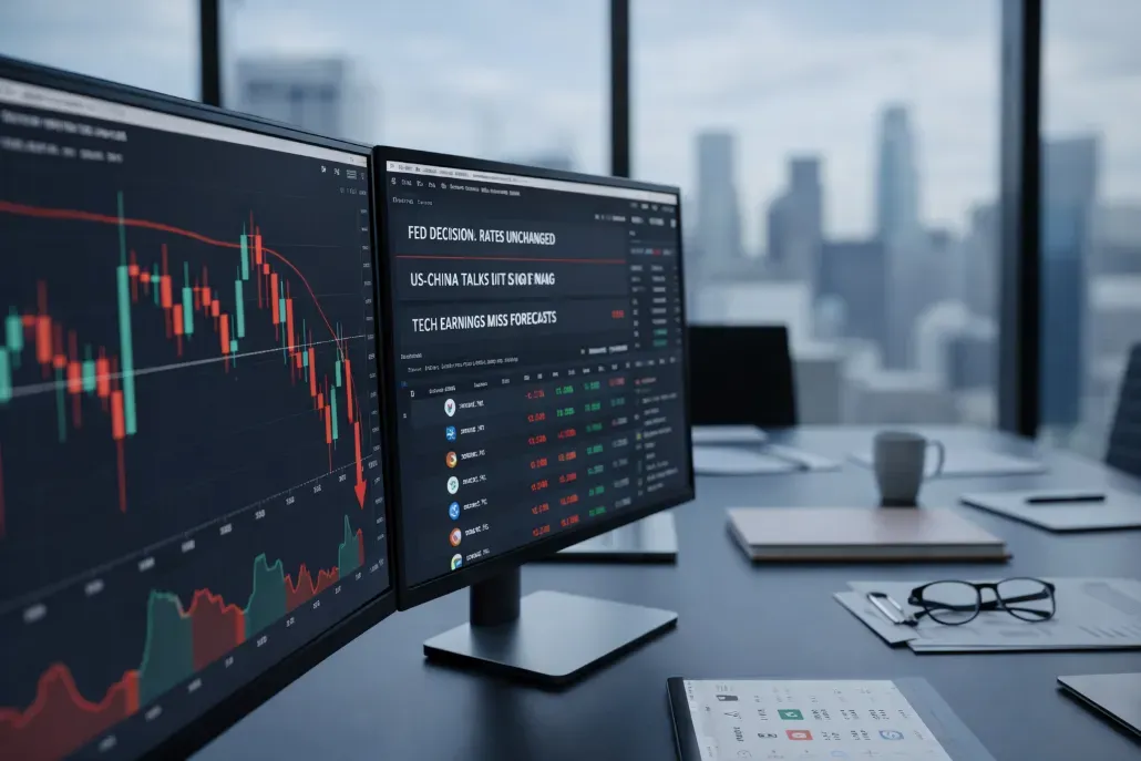 U.S. Stock Futures Decline After Fed Decision and Trade Talks; Focus on Tech Earnings