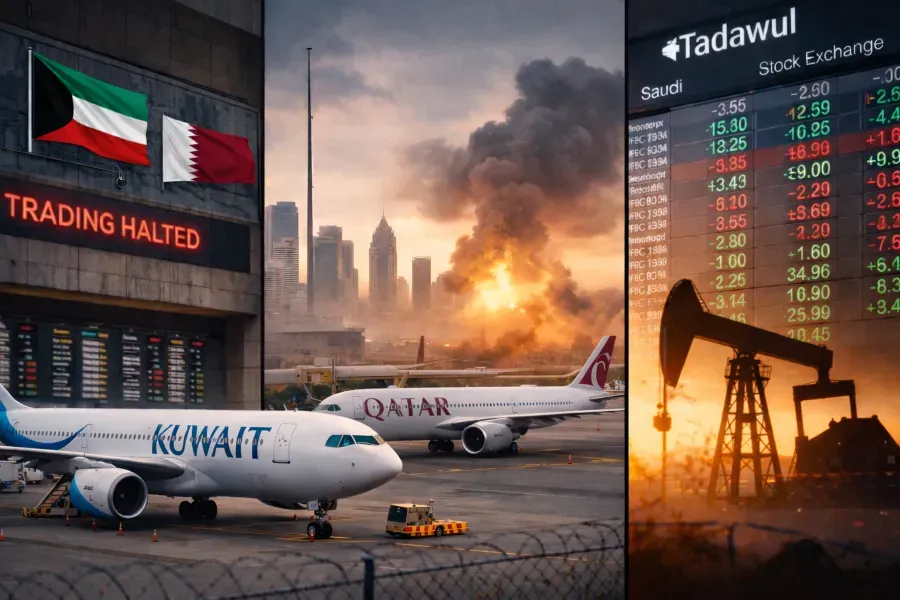 Regional Escalation Halts Trading in Qatar and Kuwait, Freezes Air Traffic as Saudi Market Remains Active